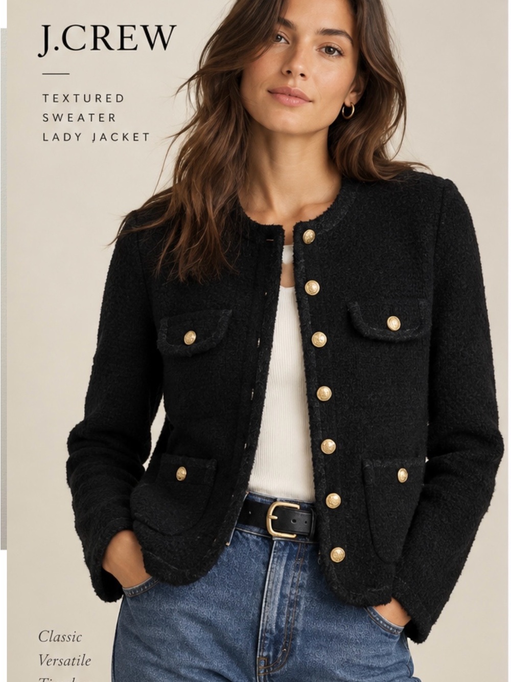 J.Crew Textured Sweater Lady Jacket Black Merino Alpaca Size S NWT